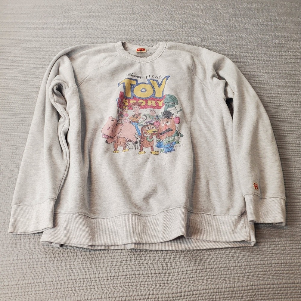 Homage Toy Story Sweatshirt Mens XXL Grey Disney Pixar Graphic Raglan Pullover